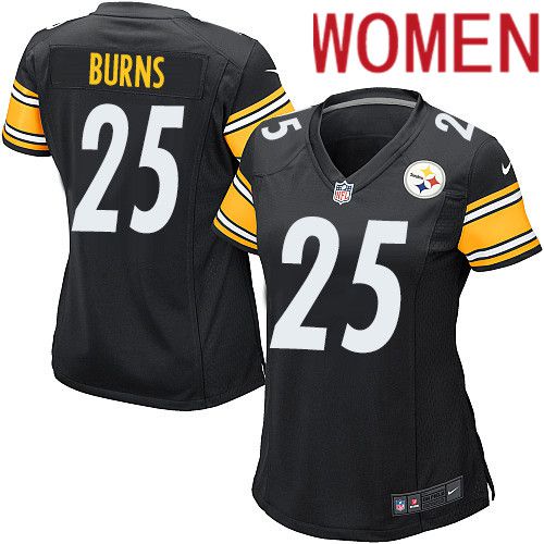 Women Pittsburgh Steelers #25 Artie Burns Nike Black Game NFL Jersey->women nfl jersey->Women Jersey